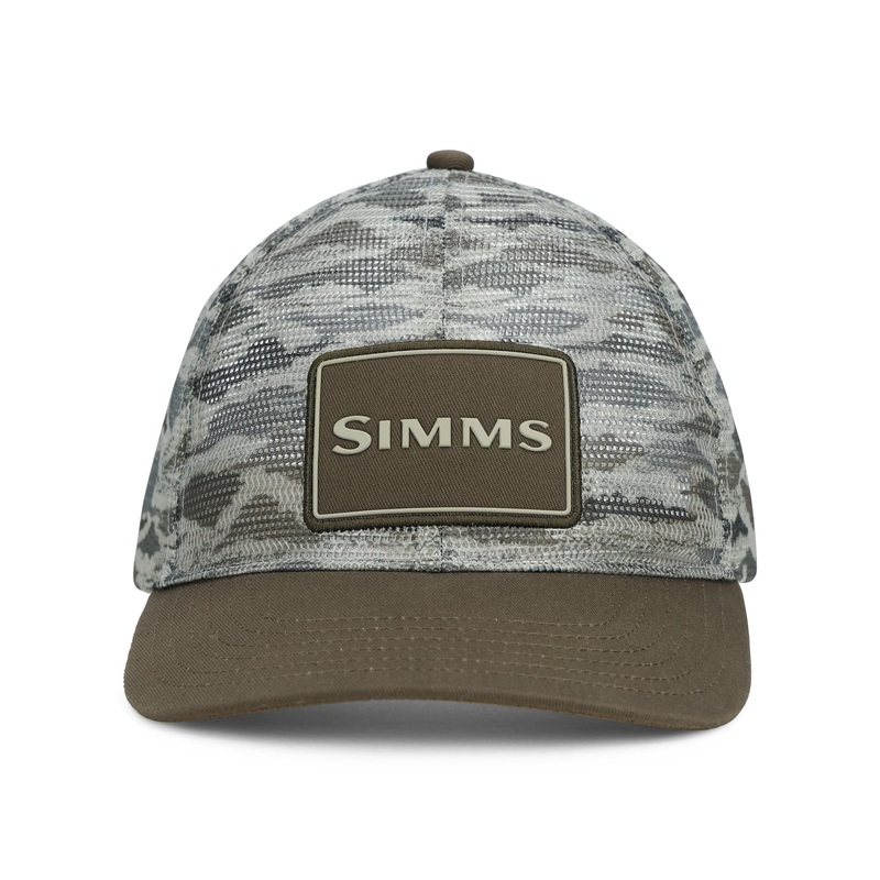 Simms Mesh All-Over Trucker Hat Ghost Camo Stone One Size
