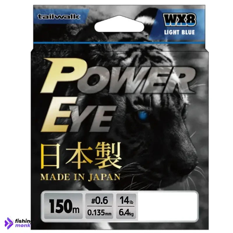Tailwalk PowerEye WX8 Light Blue Braid Line | 150m 14lb – 6.4kg | #0.6 – 0.135mm | 150m