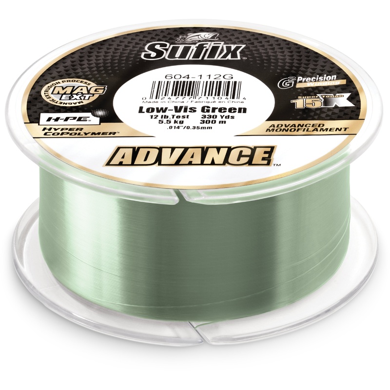 Sufix Advance Lo-Vis Green Monofilament 250-330 Yard Spools 4 pound – 330 yards