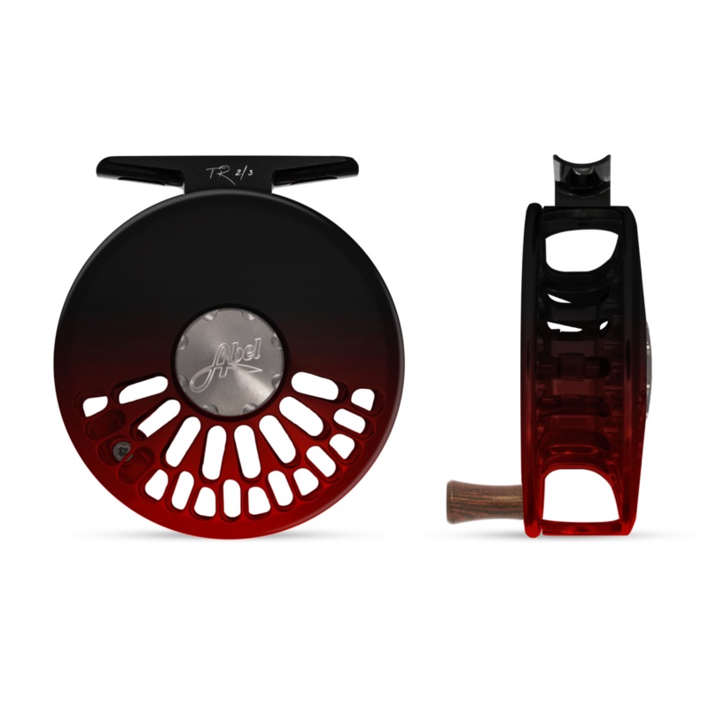 Abel TR Fly Reel – Black Red Fade – 2/3 WT with Rosewood Handle 2/3 wt