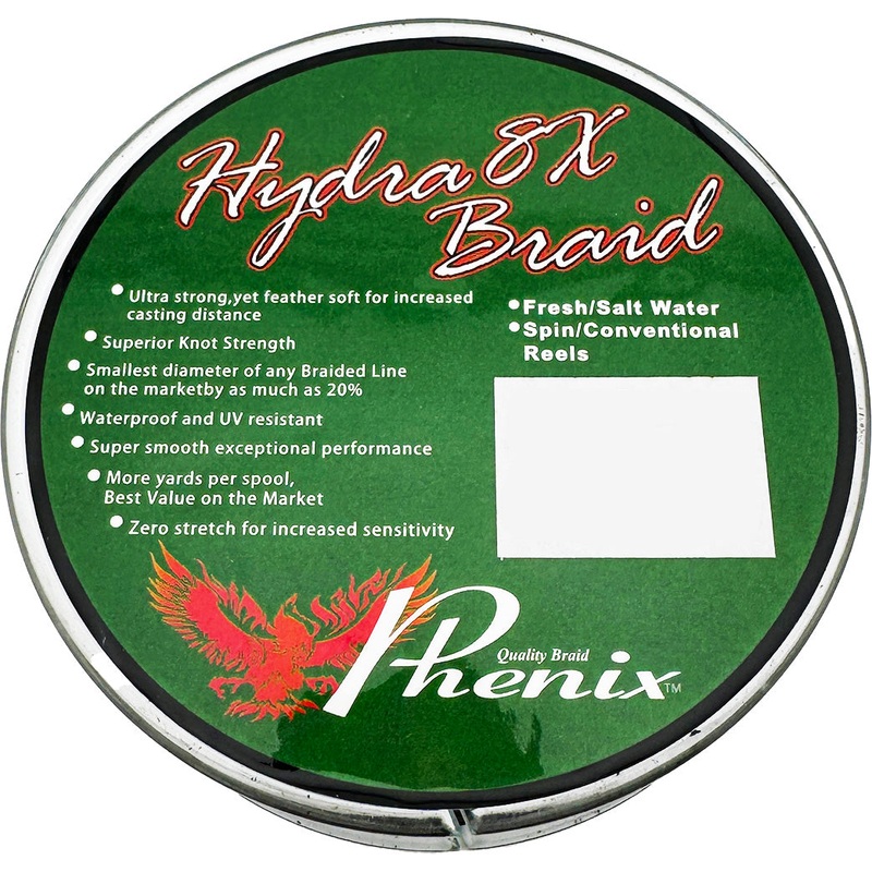 Phenix Hydra 8X Braided Line Bulk Spools – Low-Vis Moss Green Moss Green 10 lb  – 3062 yds