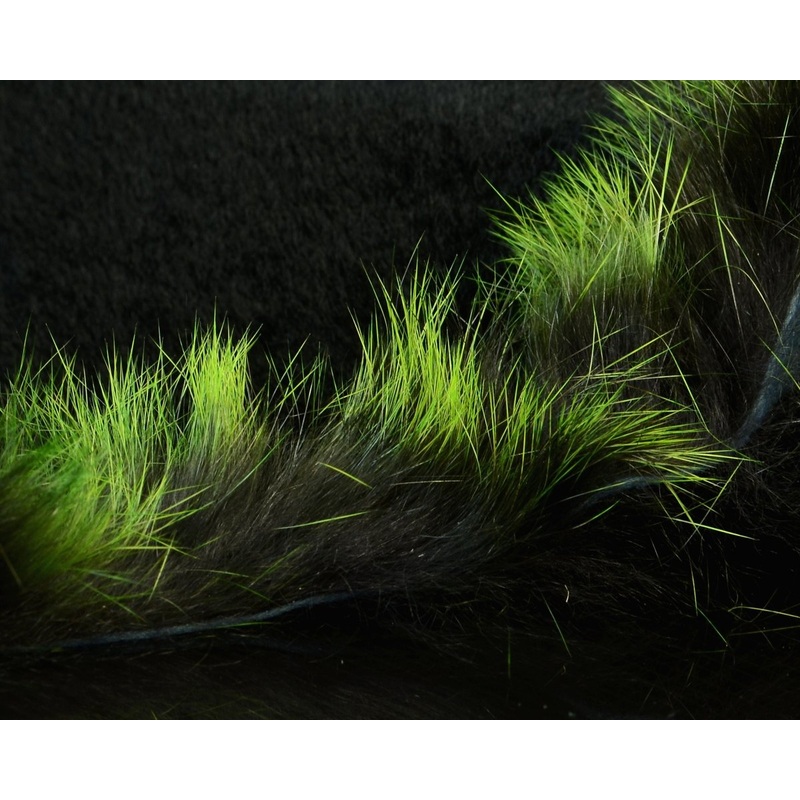 Hareline Crosscut Frostip Rabbit Strips Black / Chartreuse