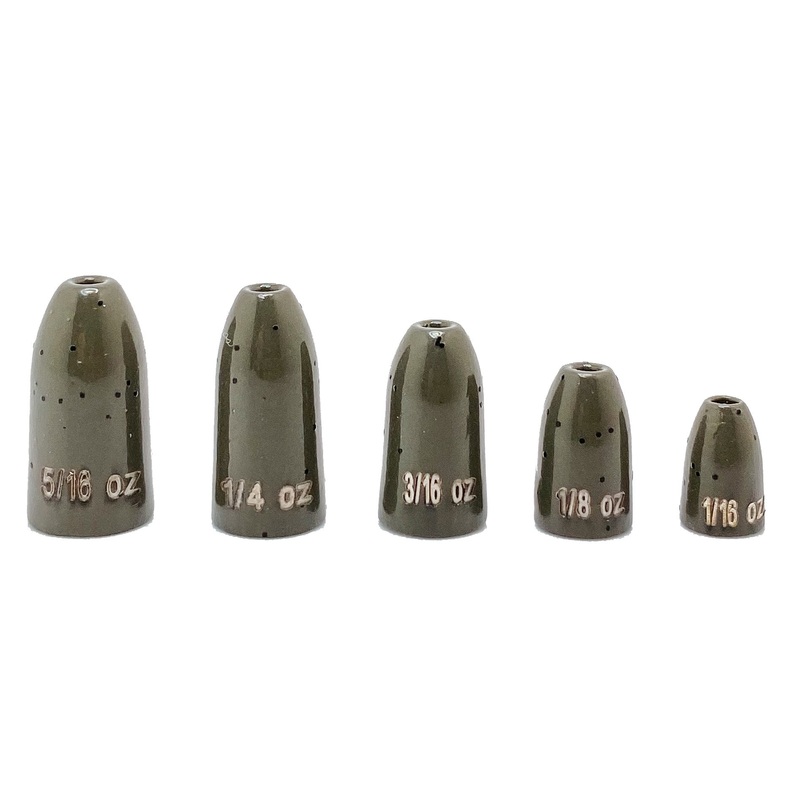 Departure Outdoors Tungsten Worm Weights – 5 Pack Green Pumpkin Black Flake 1/16 oz – 5 pack