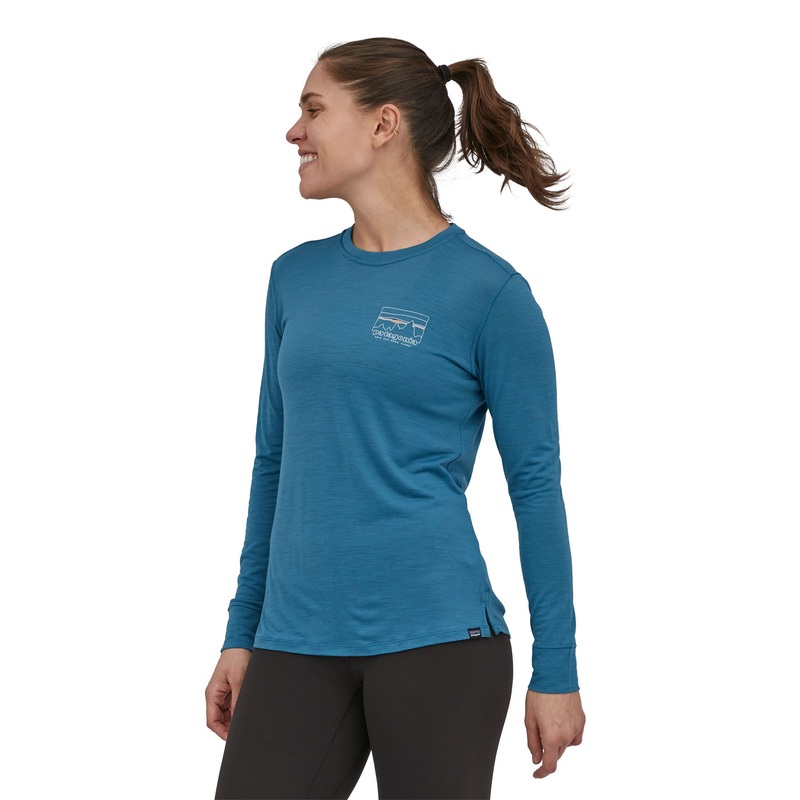 Patagonia W’s L/S Capilene Cool Merino Graphic Shirt ’73 Skyline: Wavy Blue / SKWA XS
