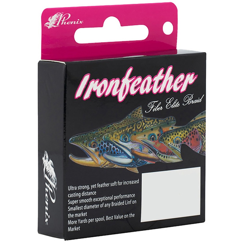 Phenix Ironfeather Fiber Elite Braided Trout Line – High-Vis Pink Pink 3 lb – 175 yds