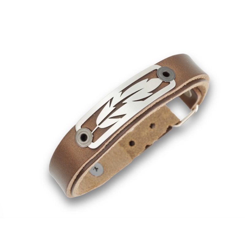 Sight Line Provisions Feather + Flash Skinny Brown Bracelet