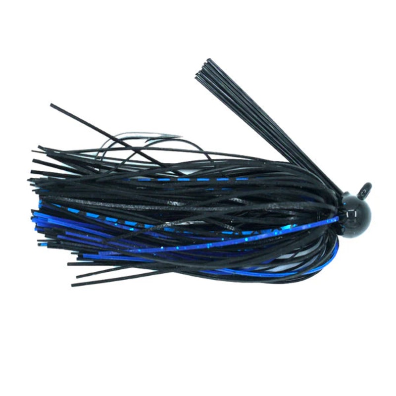 BASSMOOCH SPANKY TUNGSTEN HAND-TIED FOOTBALL JIG Black & Blue 3/8 oz