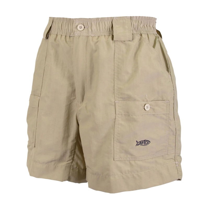 AFTCO Mens Original Fishing Shorts  Classic Supplex Nylon with 7 Pockets 30 Khaki