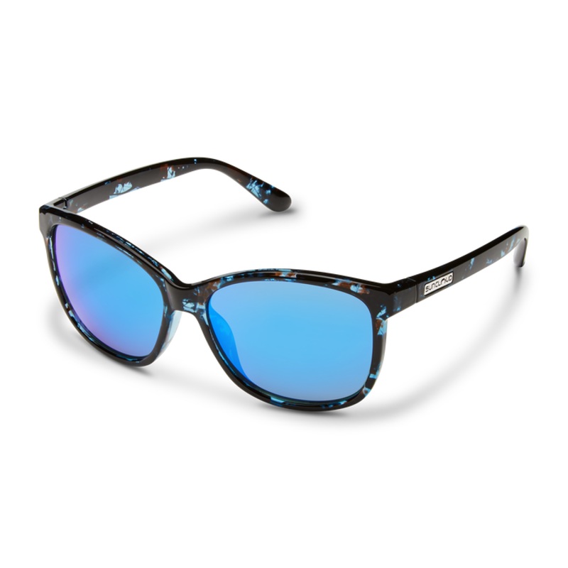 Suncloud Sashay Sunglasses Frame: Blue Tortoise Lens: Polarized Blue Mirror